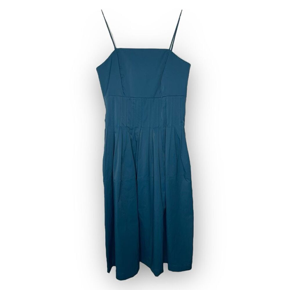 Banana Republic Pleated Taffeta Midi Dress Teal Shadow Women’s Size 14 New NWT